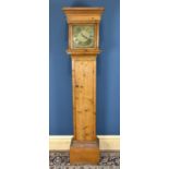 MARSH HIGHWORTH; a George III thirty hour Provincial pine longcase clock, with matted centre and