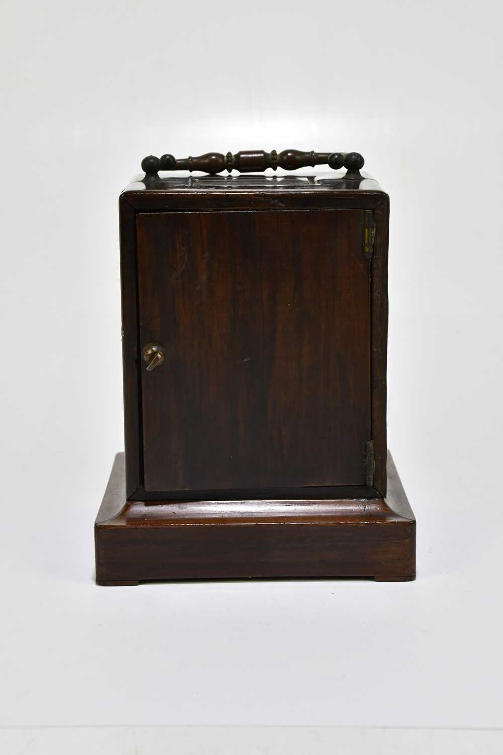 A late 19th century French rosewood cased carriage clock with Roman numerals to the white enamel - Image 3 of 6