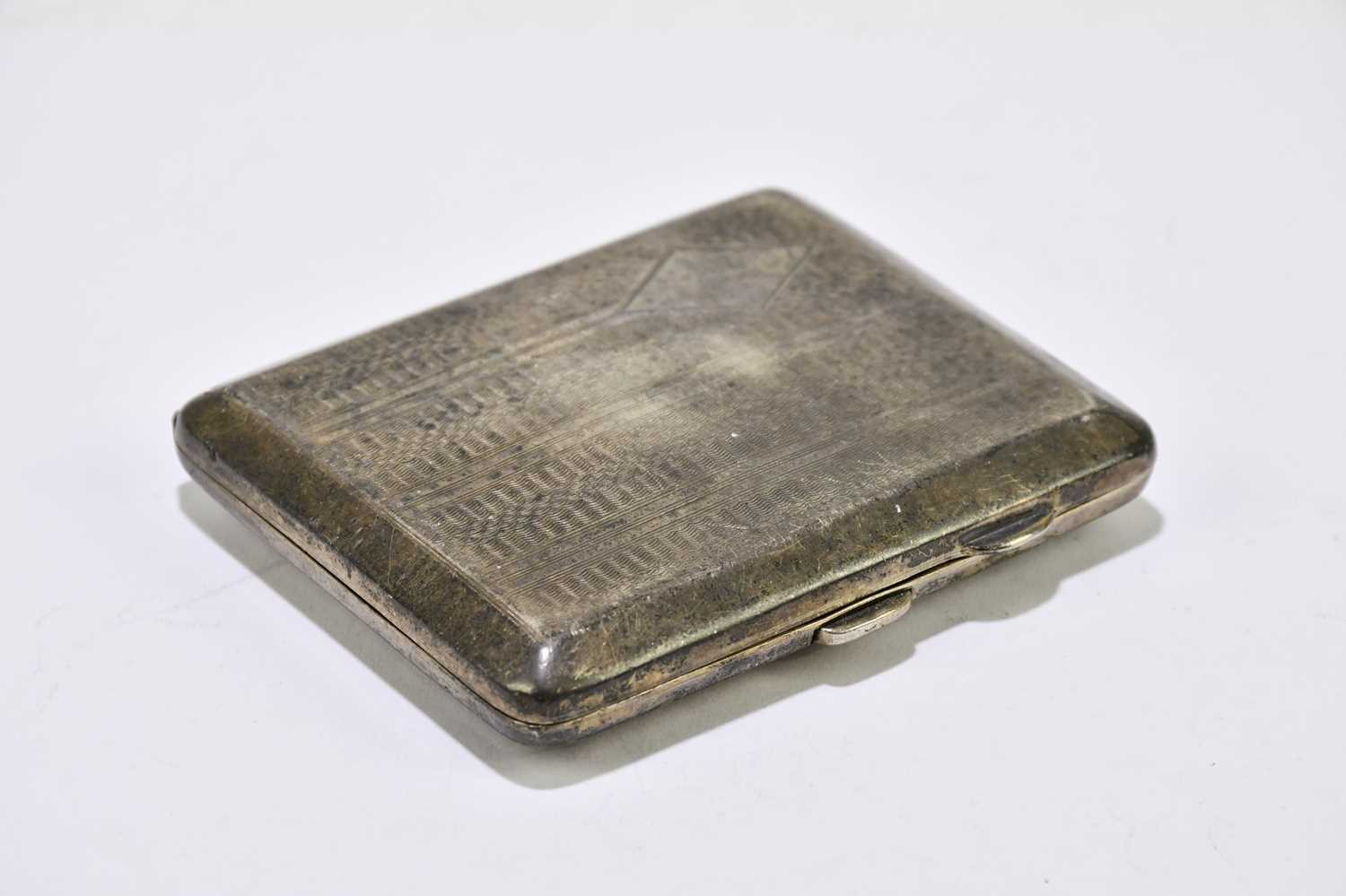 JOSEPH GLOSTER LTD; a George V hallmarked silver cigarette case of rectangular form with engine - Image 3 of 5