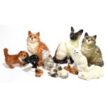 BESWICK; six models of cats and kittens, to include a Siamese example, height 23 cm, together with a