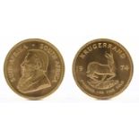 A 1974 full krugerrand, 1oz of fine gold.Condition Report: Minimal wear but good condition.