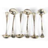 WILLIAM MARSHALL; a set of six Scottish hallmarked silver sauce ladles, Edinburgh 1833, length 15cm,