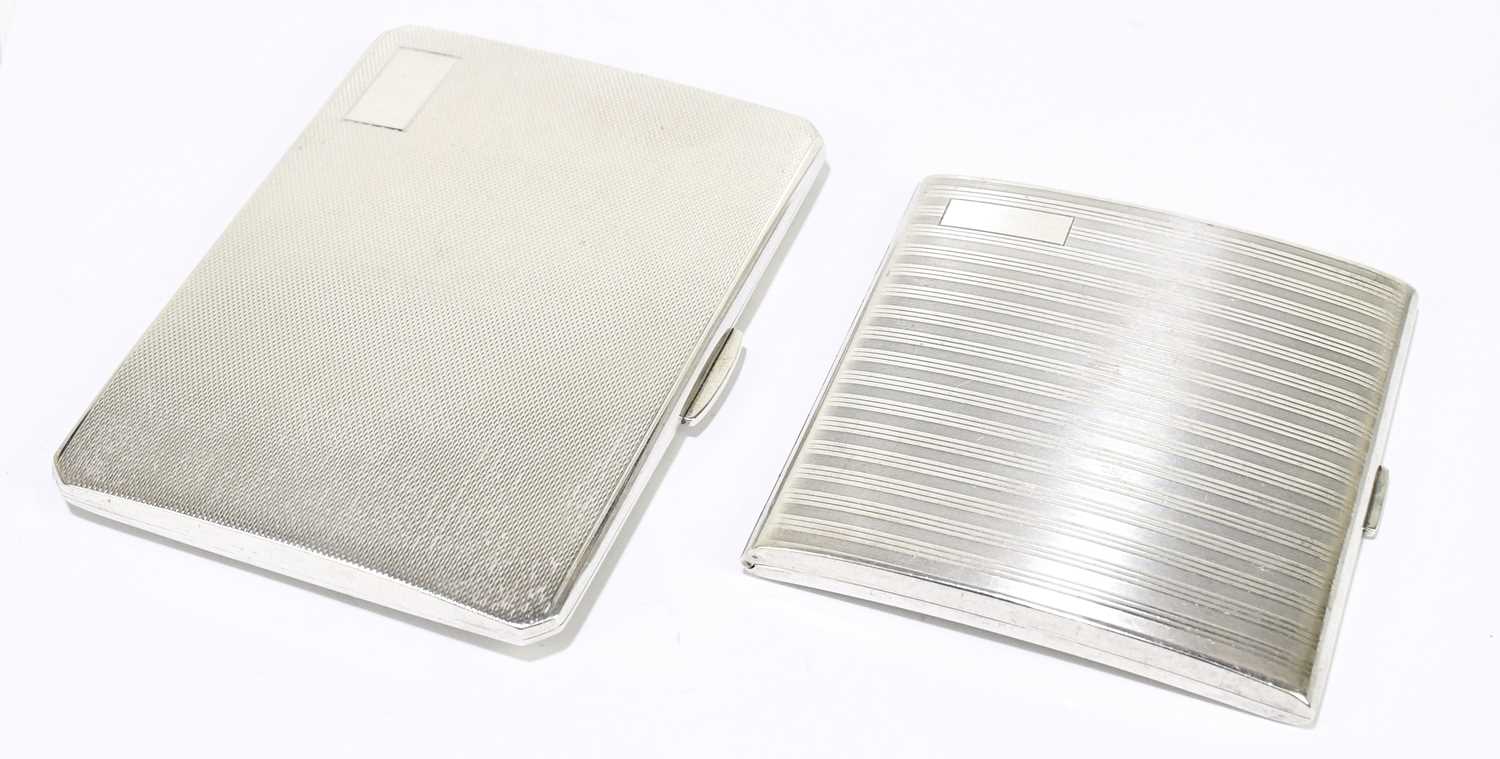 CLARK & SEWELL; a George VI hallmarked silver cigarette case of shaped rectangular with engine