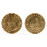 A 1974 full krugerrand, 1oz of fine gold.