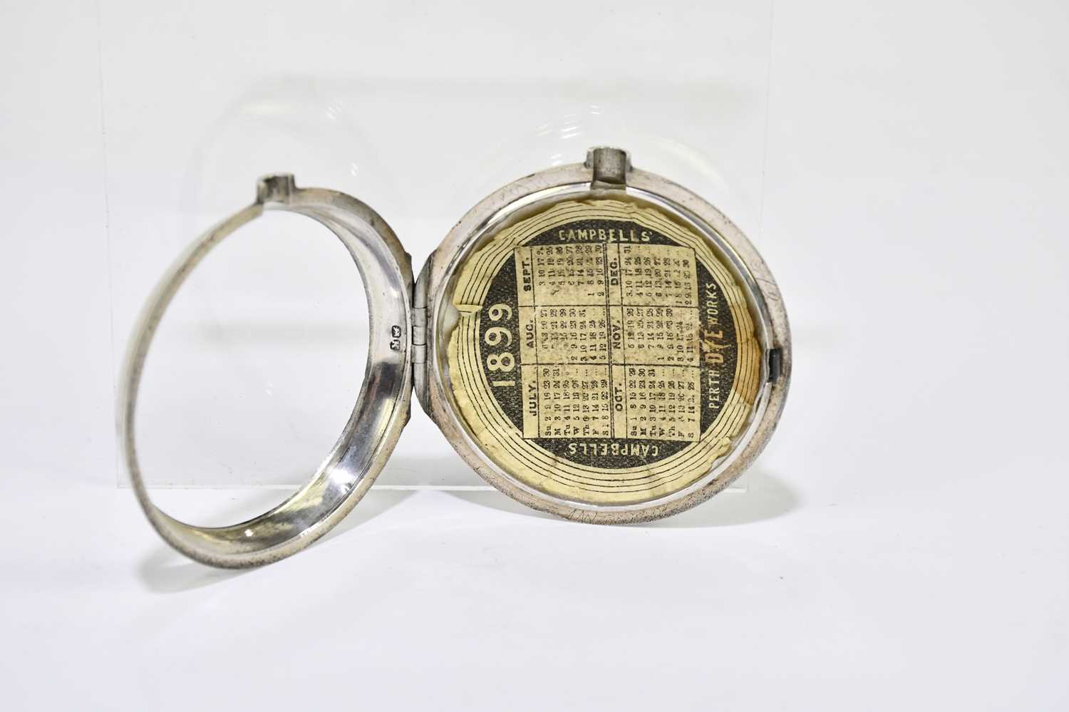 GEORGE DUNBAR, TURRIFF; a George III hallmarked silver pair cased open face key wind pocket watch, - Image 3 of 9