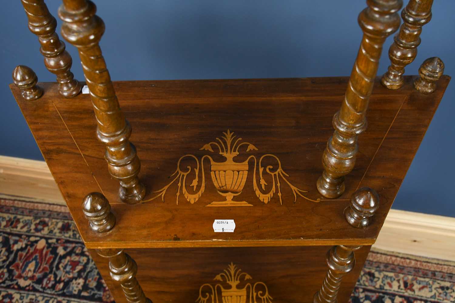 An Edwardian inlaid mahogany four tier whatnot, height 131cm. - Image 3 of 5