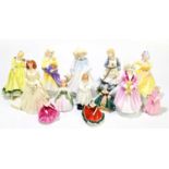 ROYAL DOULTON; thirteen figures comprising HN2379 'Ninette', HN3087 'Charity', HN2419 'The Goose