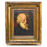 19TH CENTURY ENGLISH SCHOOL; oil on card, portrait of an bearded elderly gentleman previously