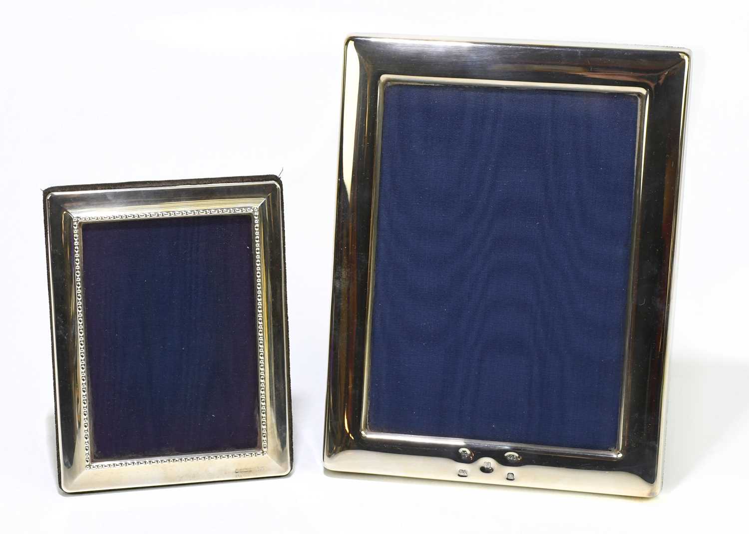 CARR'S OF SHEFFIELD; an Elizabeth II hallmarked silver mounted easel backed photograph frame,