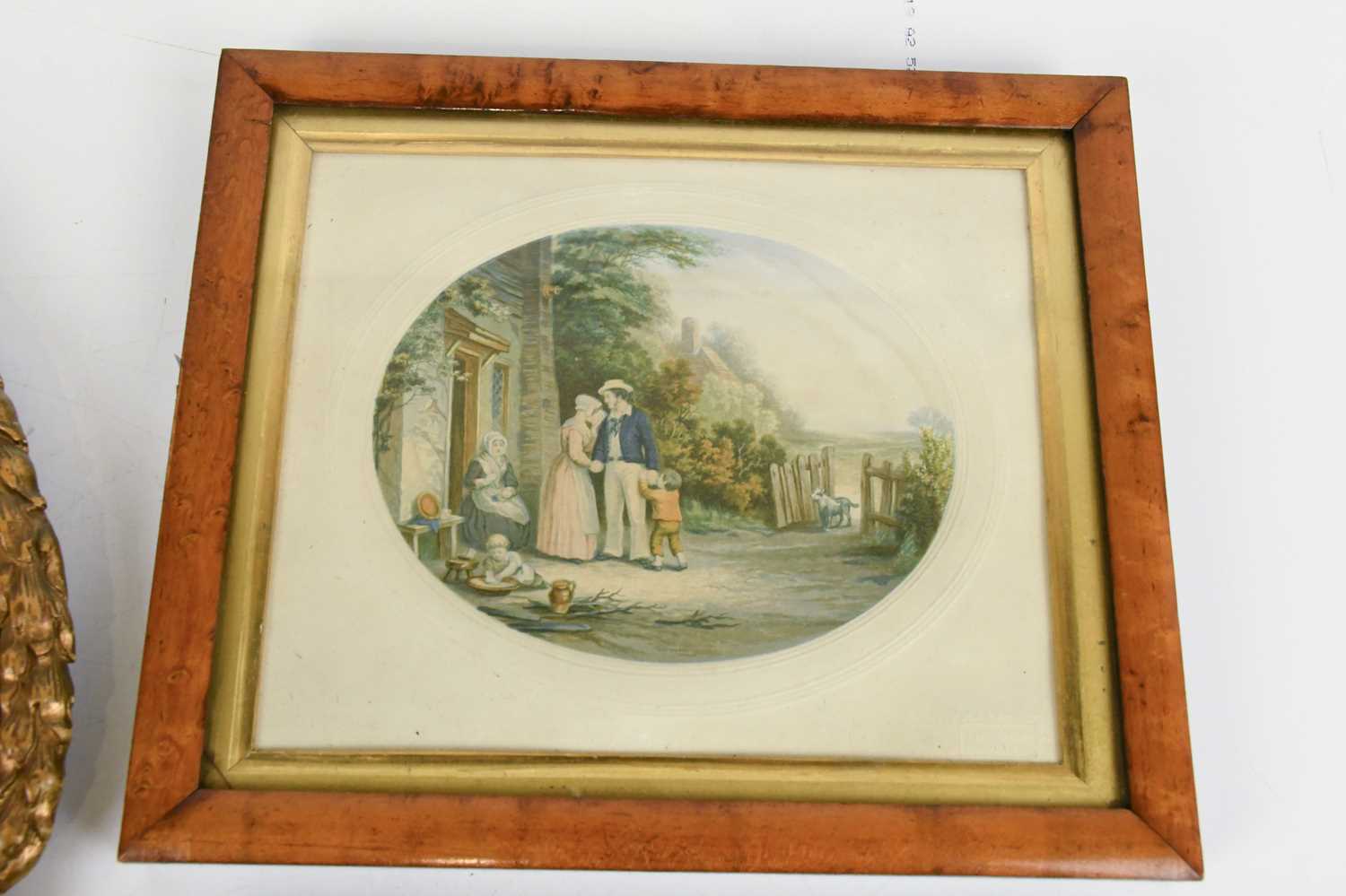 Two 19th century prints, 'The Sailor's Departure', and 'Blowing Bubbles', 18 x 22cm, in maple - Image 5 of 6
