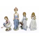 LLADRO; four Collectors' Society figures, comprising, 7604 School Days, 7620 Best Friends, 7650