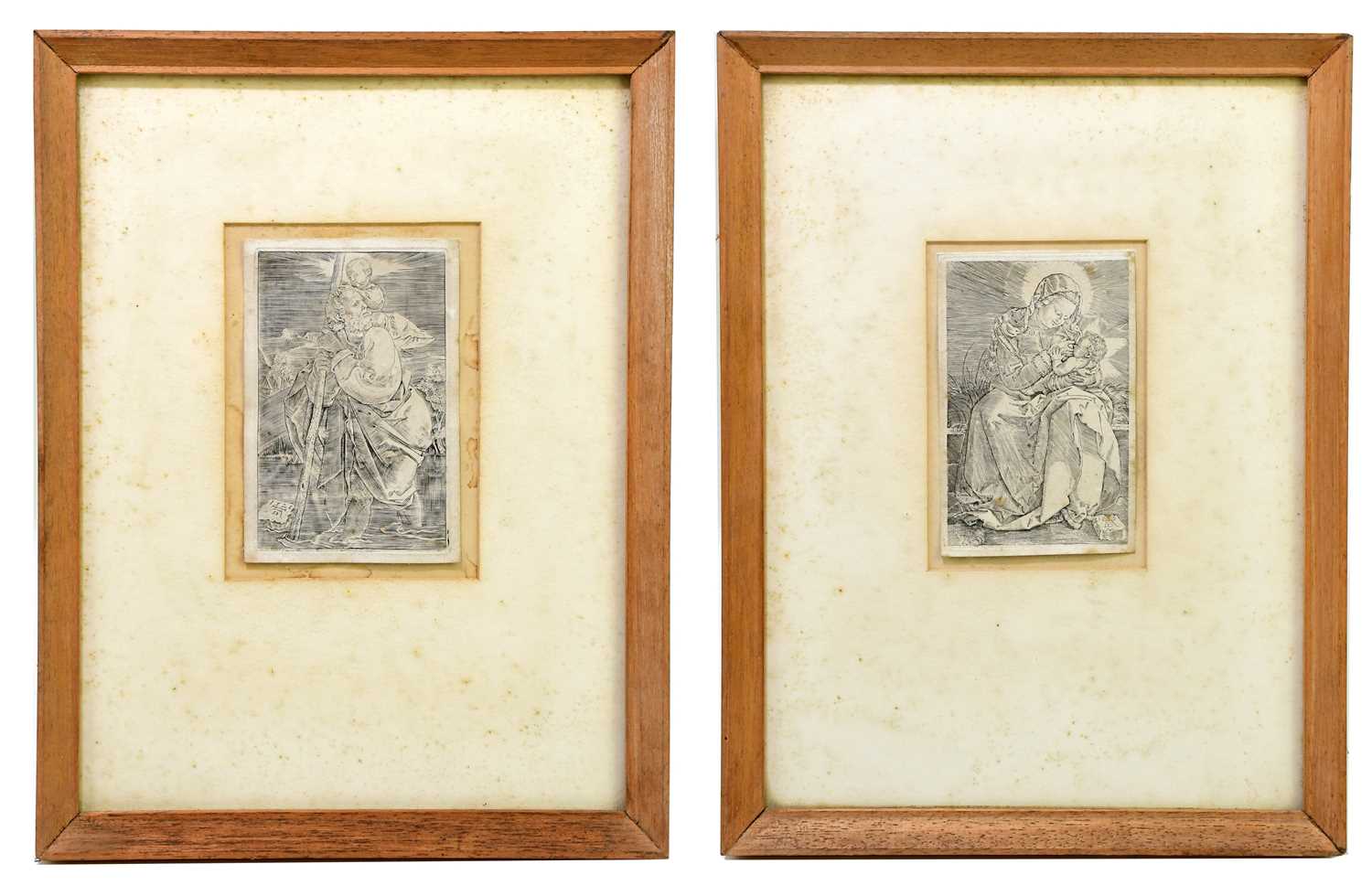 AFTER ALBRECHT DÜRER; two engravings, 'St Christopher' and 'The Virgin with Swaddled Child', each