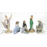 NAO; three figures, one depicting a girl playing with rabbits, one figure of girl with hoop and a