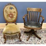 An early 20th century splat back Captain's chair, with leatherette seat, together with a 19th