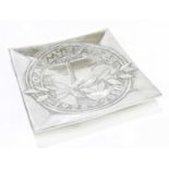 LIVERPOOL FOOTBALL CLUB; a polished metal square section shallow bowl commemorating Olympiacos,