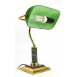 A modern brass marble effect desk lamp with rotating shade, height 38cm.