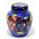 MOORCROFT; an anemone pattern ginger jar and cover, painted signature and applied label, height