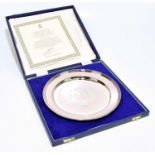 ROBERTS & DORE LTD; an Elizabeth II hallmarked silver dish produced to commemorate HM Queen