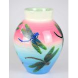 SALLY TUFFIN FOR DENNIS CHINAWORKS; a large ovoid vase decorated with dragonflies, signed, impressed