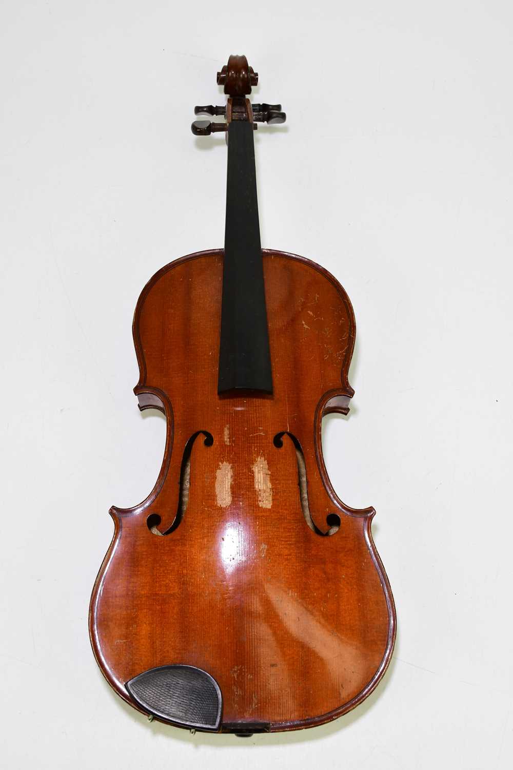 A full size French viola with two-piece back, length 40.5cm, cased with a bow. Condition Report: - Image 2 of 9
