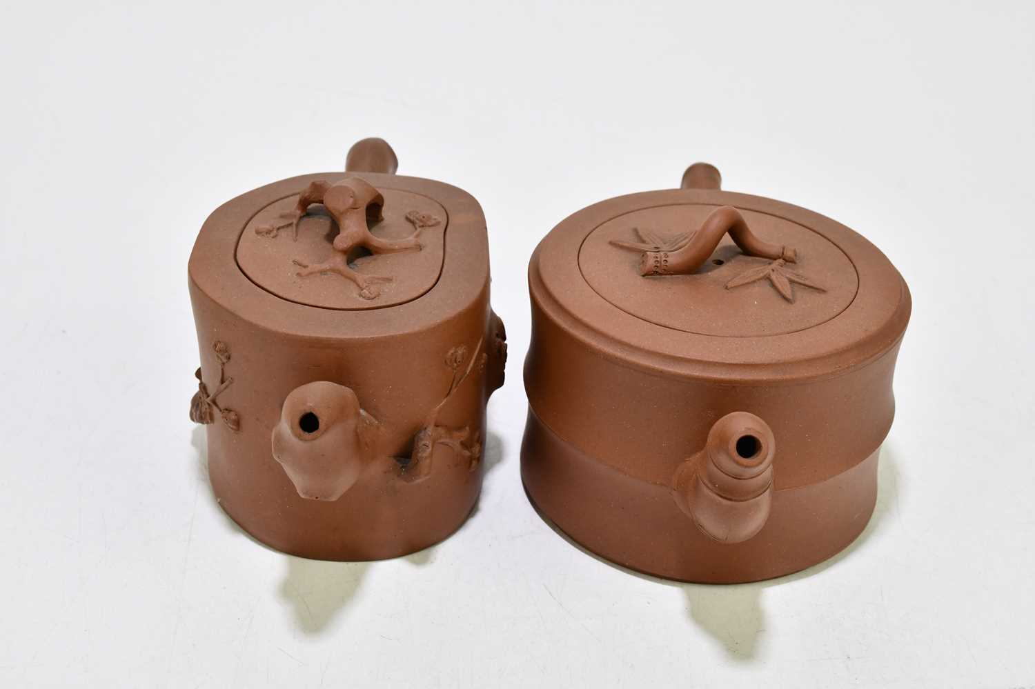 Four Chinese redware Yixing teapots and covers, with naturalistic detailing, the tallest 9.5cm (4) - Image 10 of 11