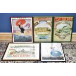 A Hook Norton brewery poster, two Chiemsee prints and two Vogue prints.