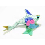 HEREND; a model of a duck with green fishnet decoration, length 12cm. Condition Report: Good