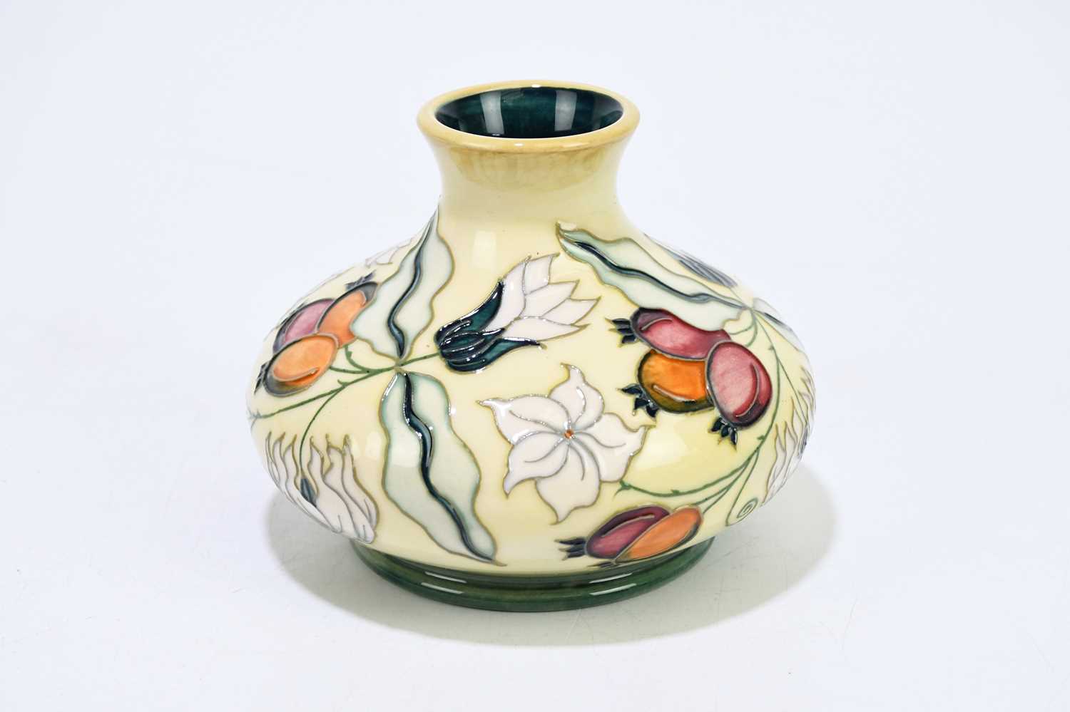 MOORCROFT; a squat vase decorated with floral sprays on an ivory ground, height 10cm.Condition - Image 4 of 6