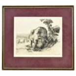 † CHARLES FREDERICK TUNNICLIFFE OBE, RA (1901-1979); etching, 'The Bull', signed lower right, marked