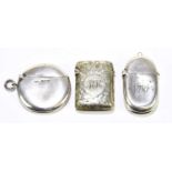 HORTON & ALLDAY; a George V hallmarked silver vesta case, Birmingham 1916, and a further