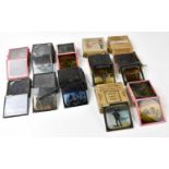 A collection of 19th century and later Magic Lantern slides to include British Army colour slides,