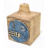 ALISON BRIGDEN FOR TROIKA POTTERY; a small cube lamp base decorated to two of the four sides with