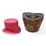 A leather hat box, height 28cm.