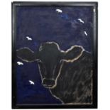 † JACOB SUTTON; oil on canvas, cow, signed verso, dated 2008, 92 x 120cm, framed.