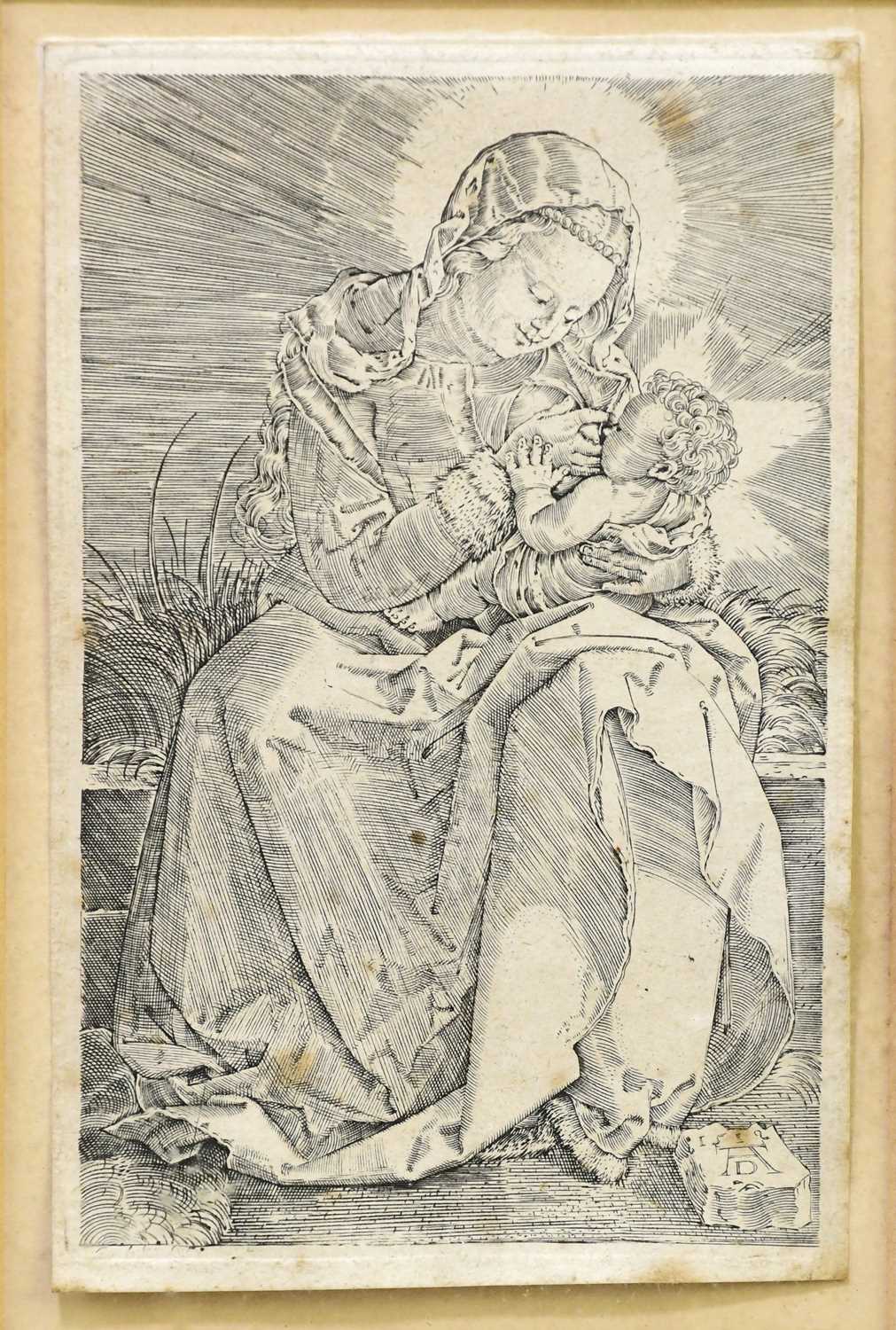 AFTER ALBRECHT DÜRER; two engravings, 'St Christopher' and 'The Virgin with Swaddled Child', each - Image 5 of 6