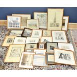 A collection of 19th century and later watercolours and prints, to include a monochrome