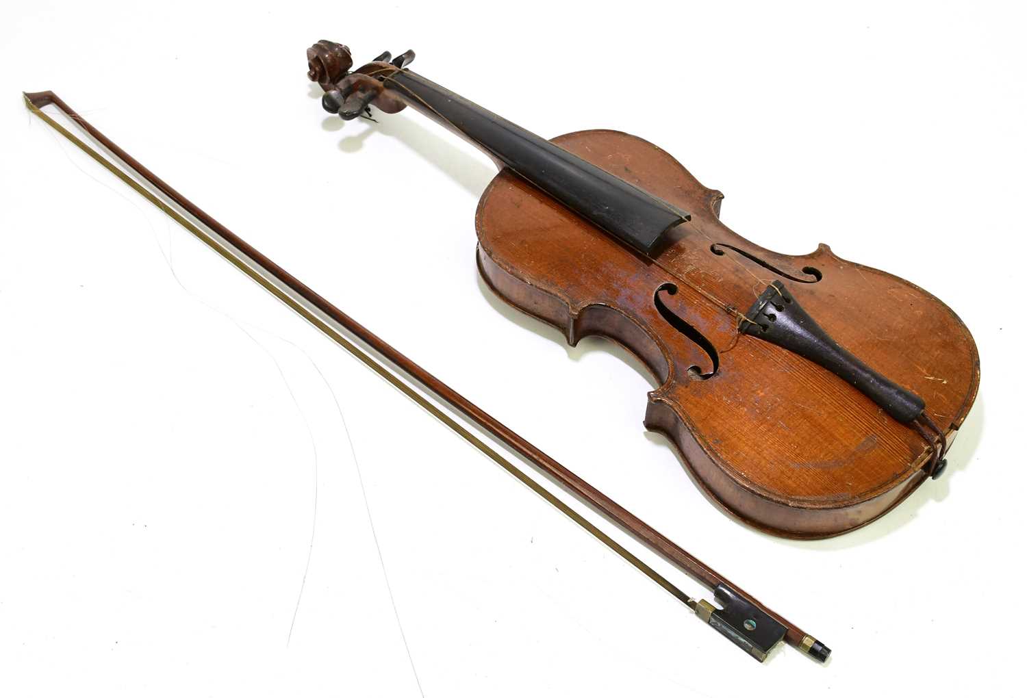 A three quarter size Maidstone violin, with bow.