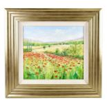 † KAREN WALLIS COLEMAN; oil on board, 'Poppy Meadow II', signed lower left, 49 x 35cm, framed.