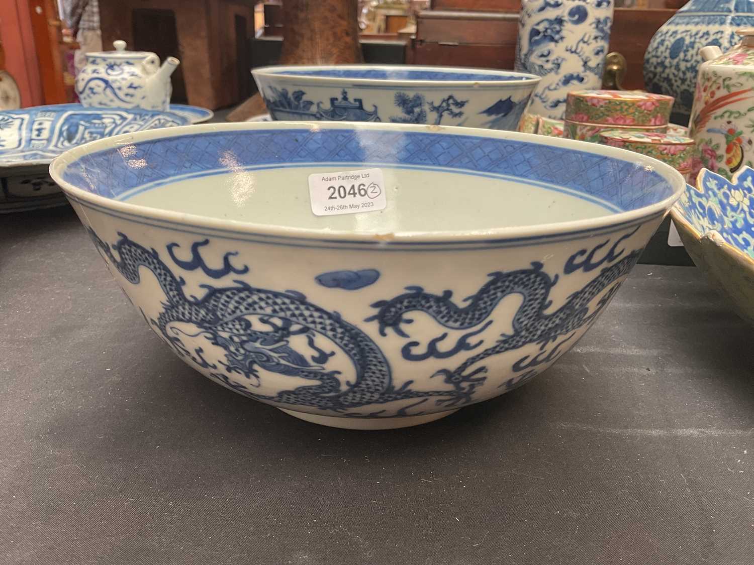 Two 19th century Chinese blue and white porcelain footed bowls comprising an example decorated - Image 15 of 17