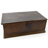 A 18th century oak bible box, height 23cm, depth 40cm, width 66cm.