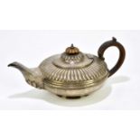 X CHARLES FOX; a George IV hallmarked silver teapot, with ivory finial and wooden handle, London