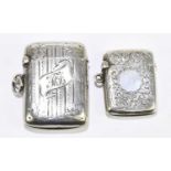 WILLIAM OLIVER; a George V hallmarked silver vesta case, Birmingham 1922, and a further hallmarked