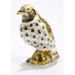 ROYAL CROWN DERBY; a paperweight, 'Song Thrush', height 11cm.