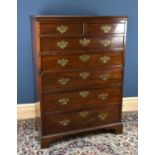 A 19th century mahogany chest with two short over five long drawers, on bracket feet, width 103cm,
