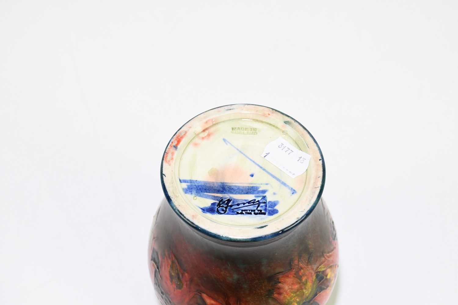 MOORCROFT; a 'Leaf and Berry' pattern flambe vase, impressed marks and painted Walter Moorcroft - Image 5 of 9