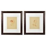 † K BOYCE; a pair of sketches, depicting women, both signed, each 20 x 24cm, both framed and