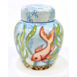 KEVIN SHAW FOR MOORCROFT; a rare and possibly unique ginger jar and cover decorated in the 'Goldfish