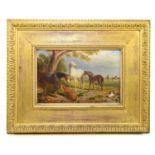 THOMAS C BALE; 19th century oil on canvas, horses, ducks and riders in a landscape, initialled and