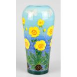 SALLY TUFFIN FOR DENNIS CHINAWORKS; a cylindrical vase with floral detail and butterflies, impressed