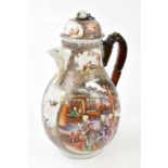 An 18th century Chinese mandarin pallet export porcelain coffee pot and cover, decorated with two